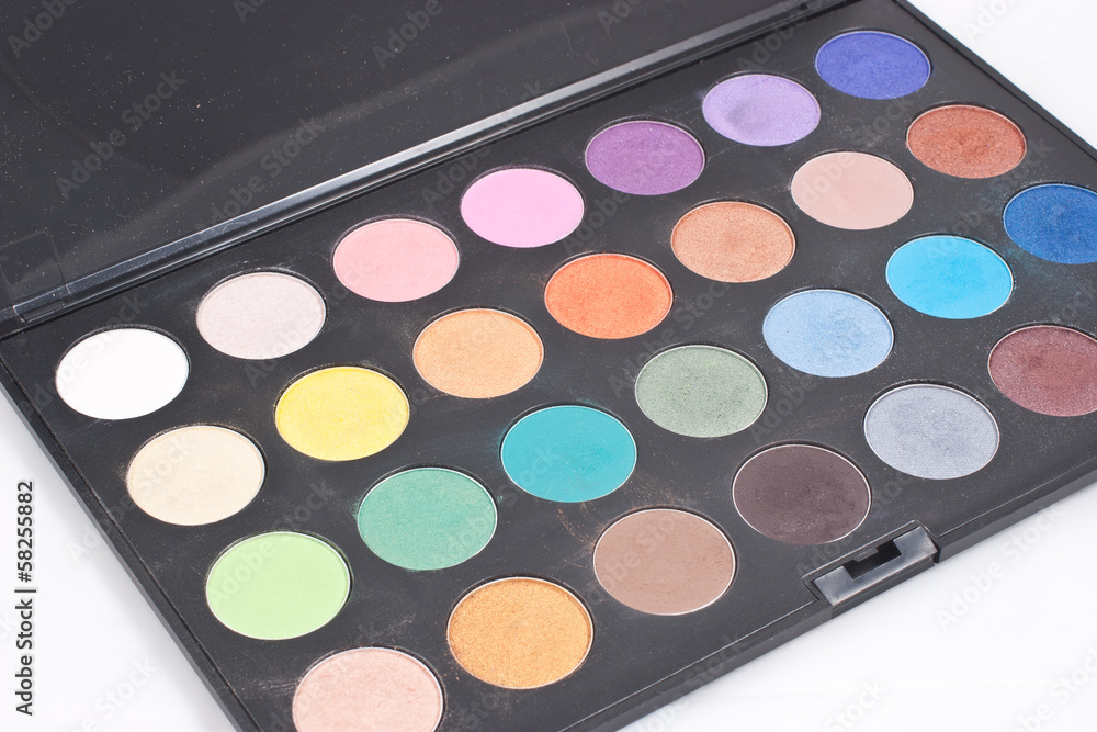 Multi coloured makeup palette, shallow DOF Multi coloured makeup palette, shallow DOF