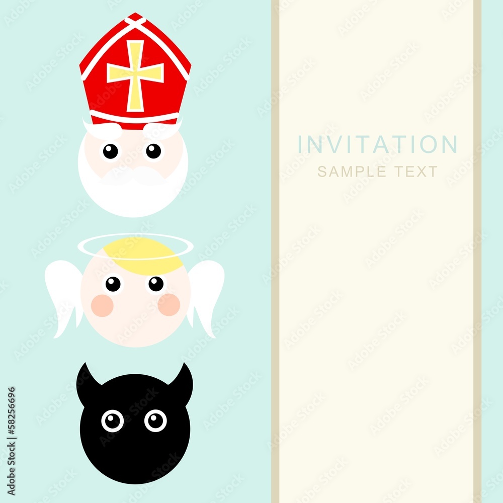 Fototapeta premium Santa claus, nikolaus with devil and angel, christmas card