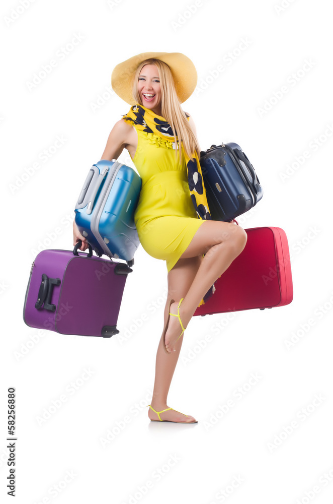 Woman going to summer vacation isolated on white Woman going to summer vacation isolated on white