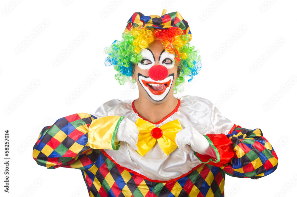 Funny clown isolated on white Funny clown isolated on white