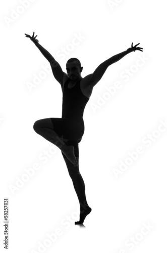 silhouette of male dancer isolated on white © Elnur
