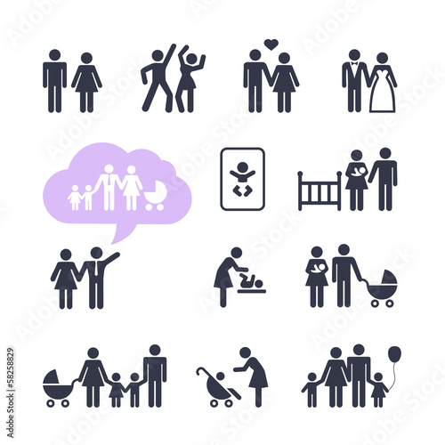 People Family Pictogram. Web icon set.