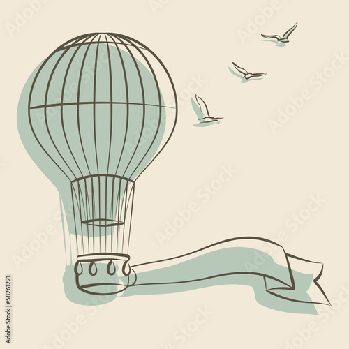 retro background with aerostat - vector illustration