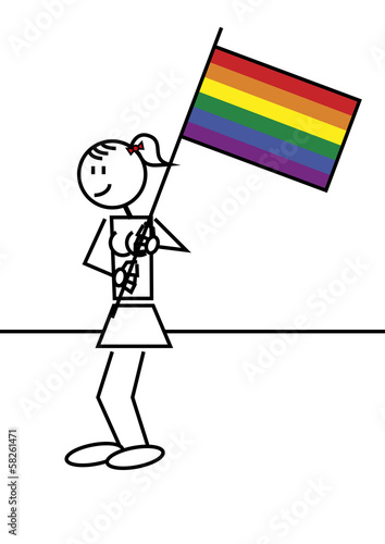 Stick figure girl gay flag