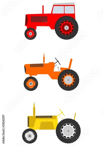 Retro cartoon tractor set