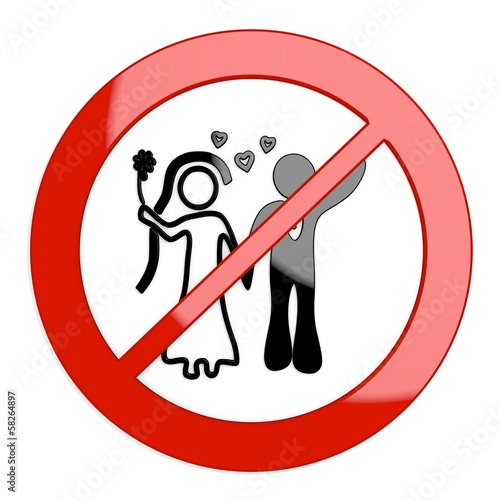 Illustration of a restricted marriage sign not allowed
