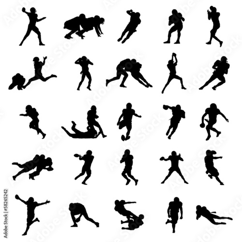 American Football Black Vector Silhouettes Illustration