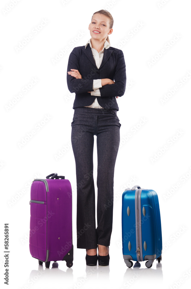 Businesswoman travelling isolated on white Businesswoman travelling isolated on white
