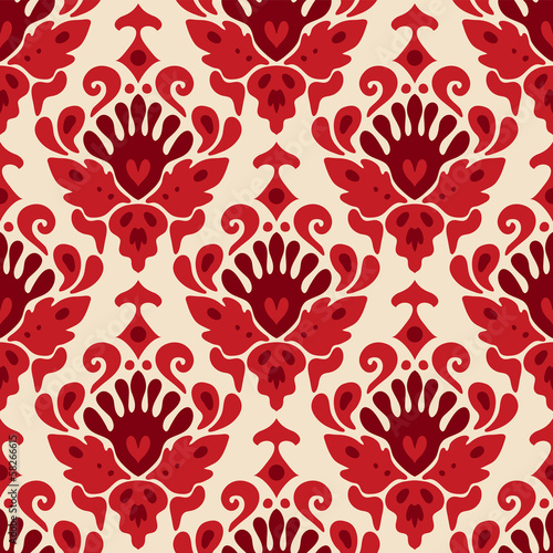 Seamless pattern scull damask vector