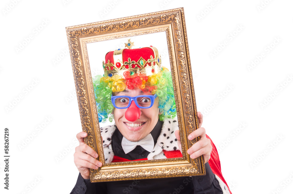 Fototapeta premium Businessman with crown isolated on white