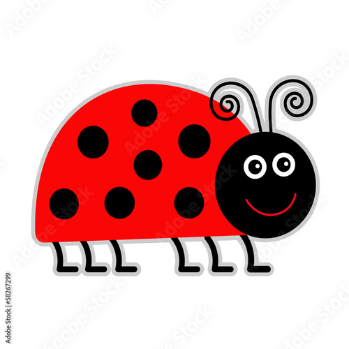 Cute cartoon lady bug. Isolated.