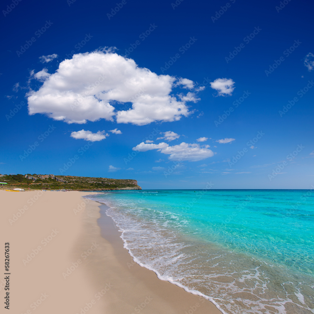 Obraz premium Alaior Cala Son Bou in Menorca turquoise beach at Balearic