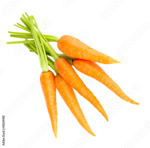 Heap of carrots, isolated on white