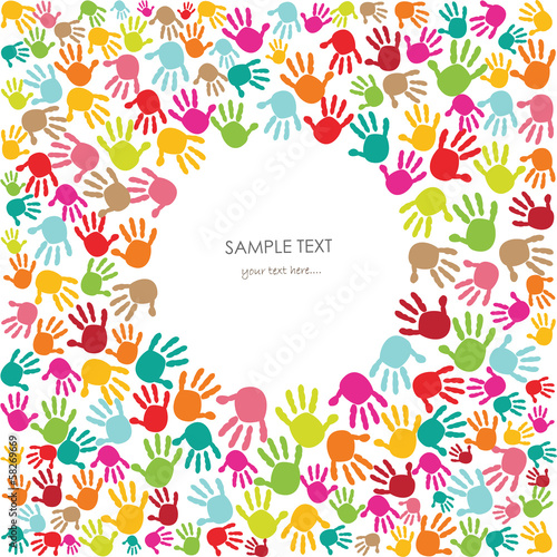 Wallpaper Mural Colorful baby handprint kids greeting card vector Torontodigital.ca