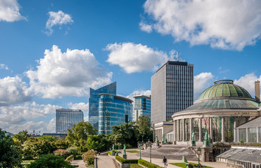 Handdoek met foto Brussel Botanische tuin en zakencentrum Brussel  © jasckal