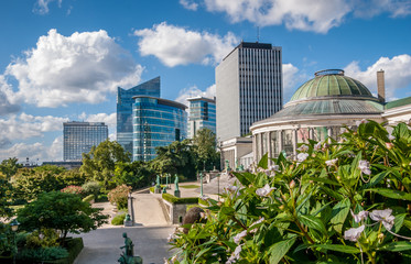Handdoek met foto Brussel Zakendistrict van Brussel bij avond  © jasckal