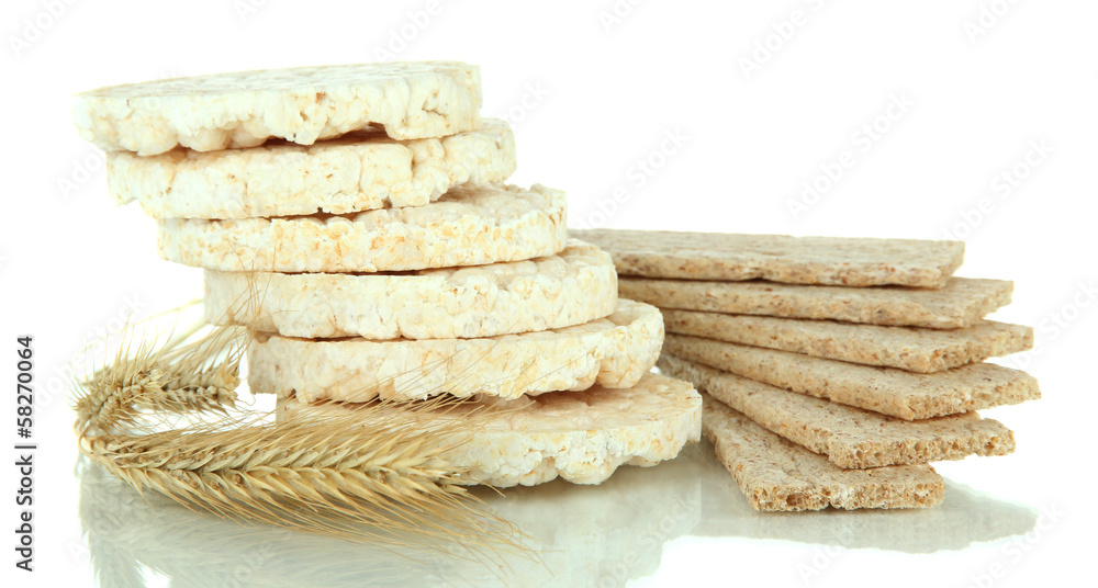 Tasty crispbread, isolated on white Tasty crispbread, isolated on white