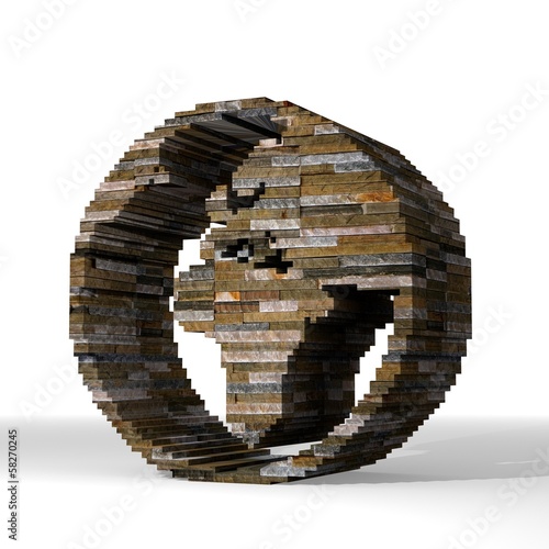 3d render of a strong world sign  built out of stones