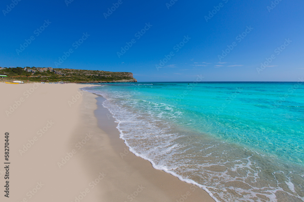 Alaior Cala Son Bou in Menorca turquoise beach at Balearic
