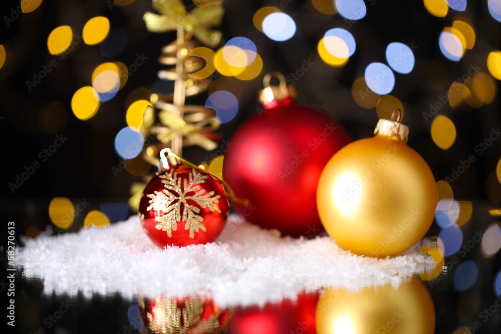 Obraz premium Beautiful Christmas composition on table on bright background