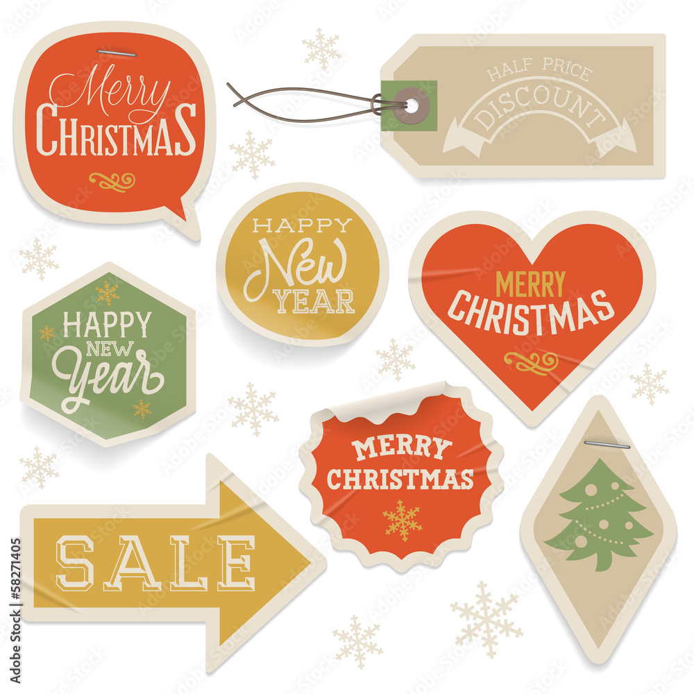 Stickers and Labels for Christmas and New Year Stickers and Labels for Christmas and New Year