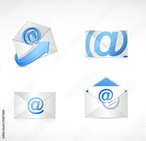 blue email envelopes illustration design