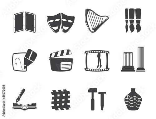 Bild auf Leinwand Silhouette different kind of Arts Icons - Vector Icon Set