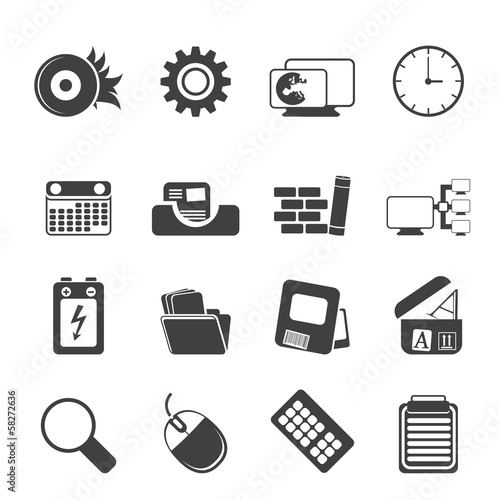 Silhouette Computer, mobile phone and Internet Vector Icon Set