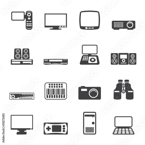 Silhouette Hi-tech equipment icons - vector icon set 2