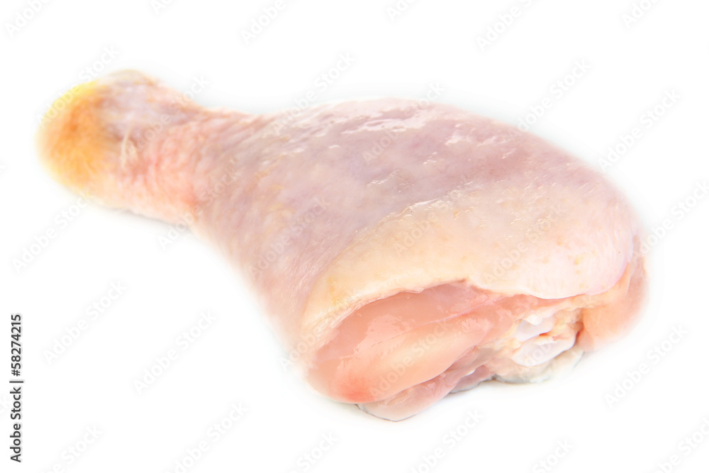 Raw chicken leg isolated on white Raw chicken leg isolated on white
