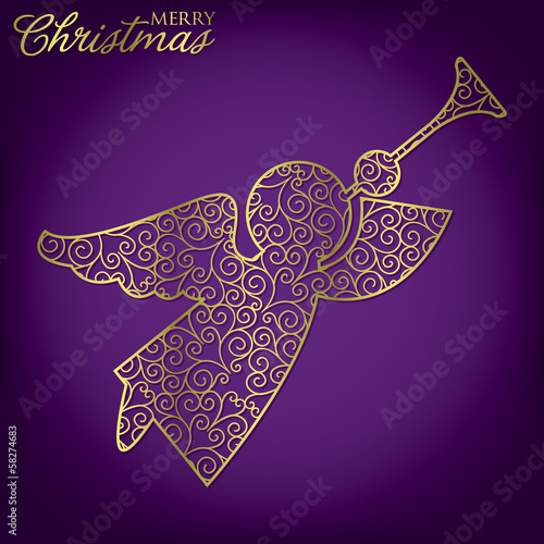 Elegant filigree Christmas card in vector format.
