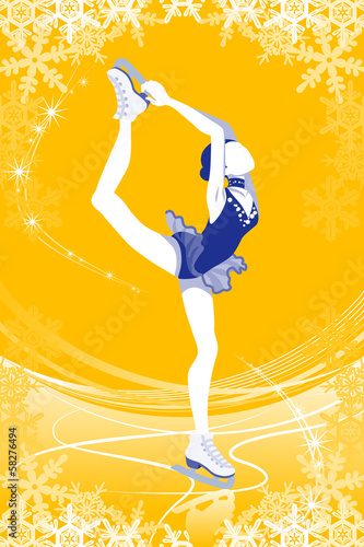 Figure Skating woman -Yellow color