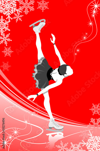 Figure Skating woman -red color