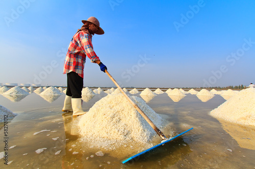 People working in the salt field