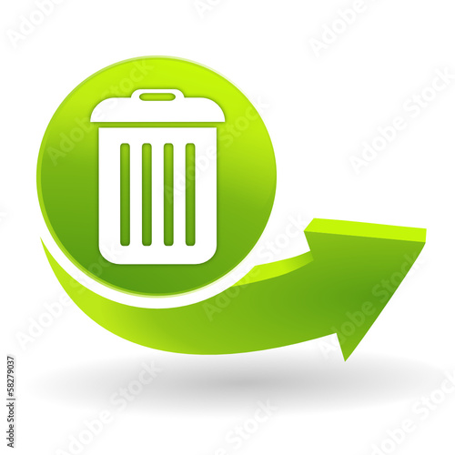 corbeille sur symbole vert