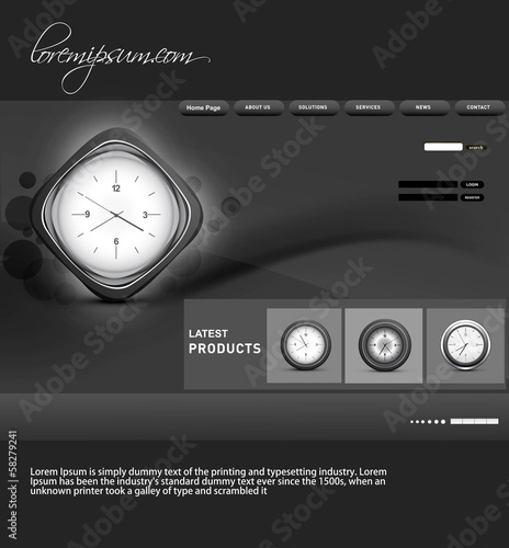 Website template presentation watch black bright colorful vector