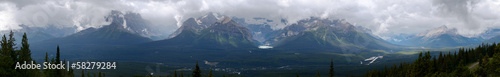 Panoramic view of Lake Louise and Surrounding Mountains