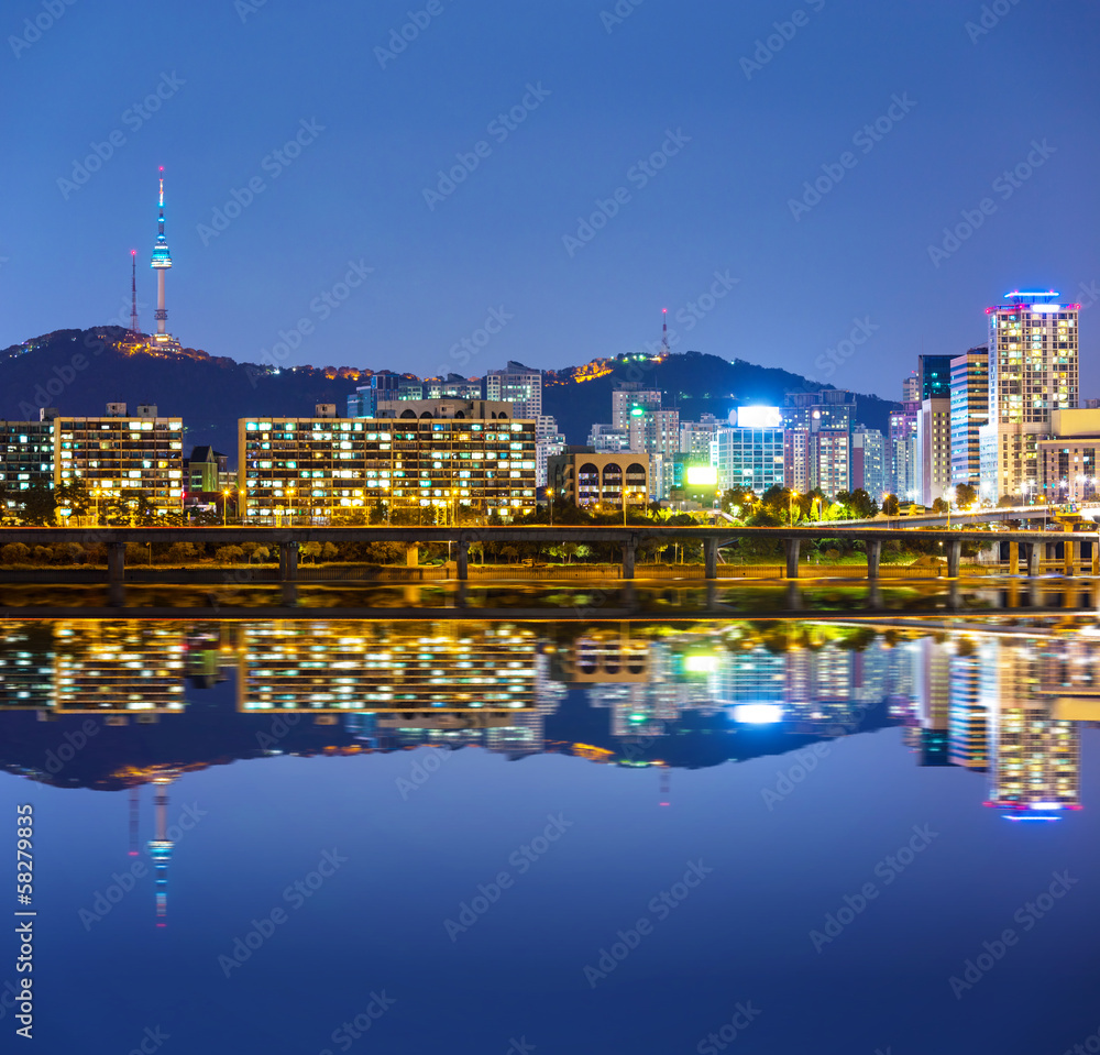 Seoul cityscape with namsan mountain