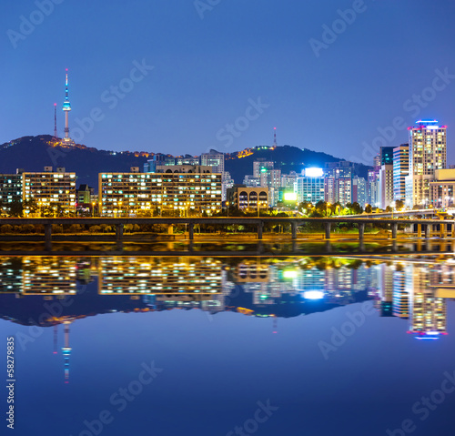 Seoul cityscape with namsan mountain