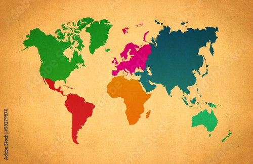 World Map  World background on grunge paper