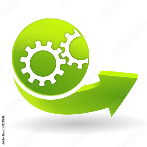 engrenage sur symbole vert