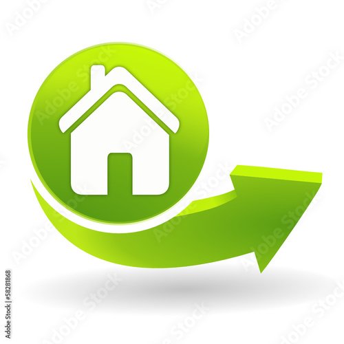 maison sur symbole vert