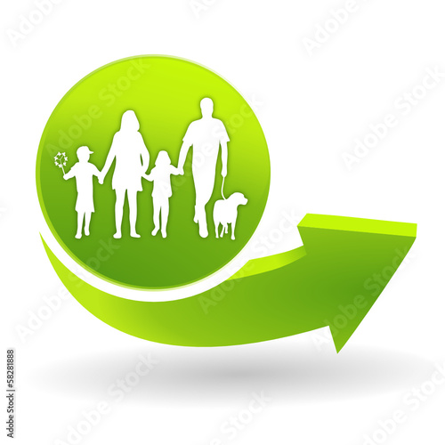 famille sur symbole vert