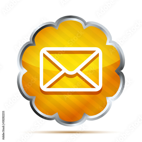 orange mail icon isolated on white photo