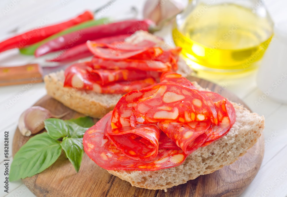 bread with salami bread with salami
