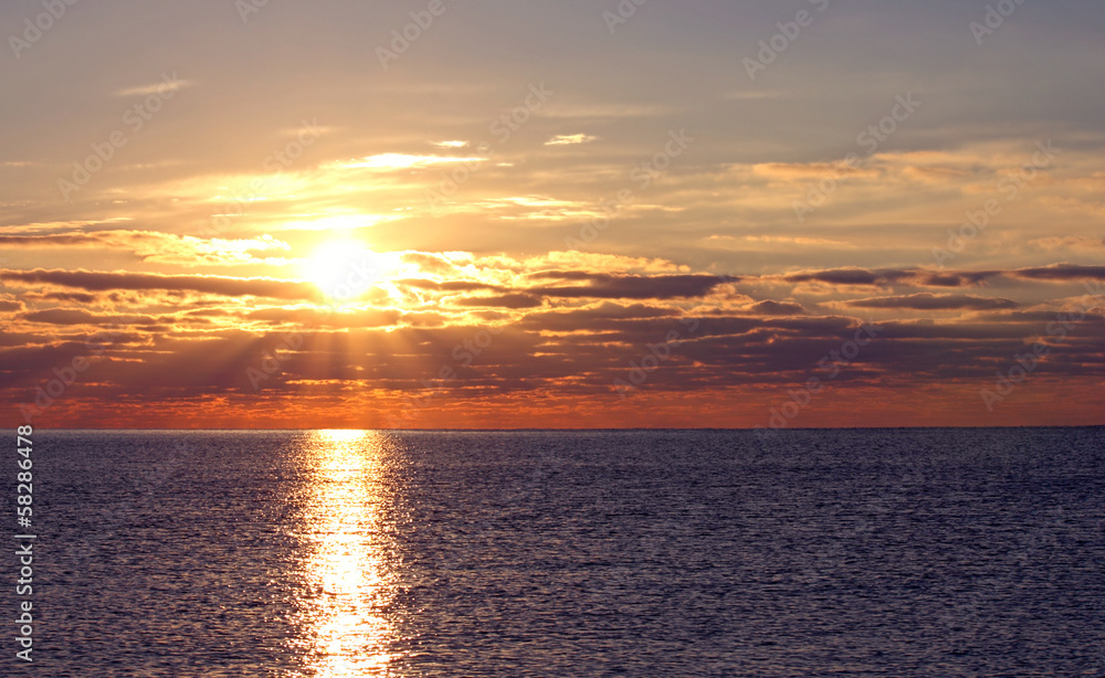 view on sunrise in sea