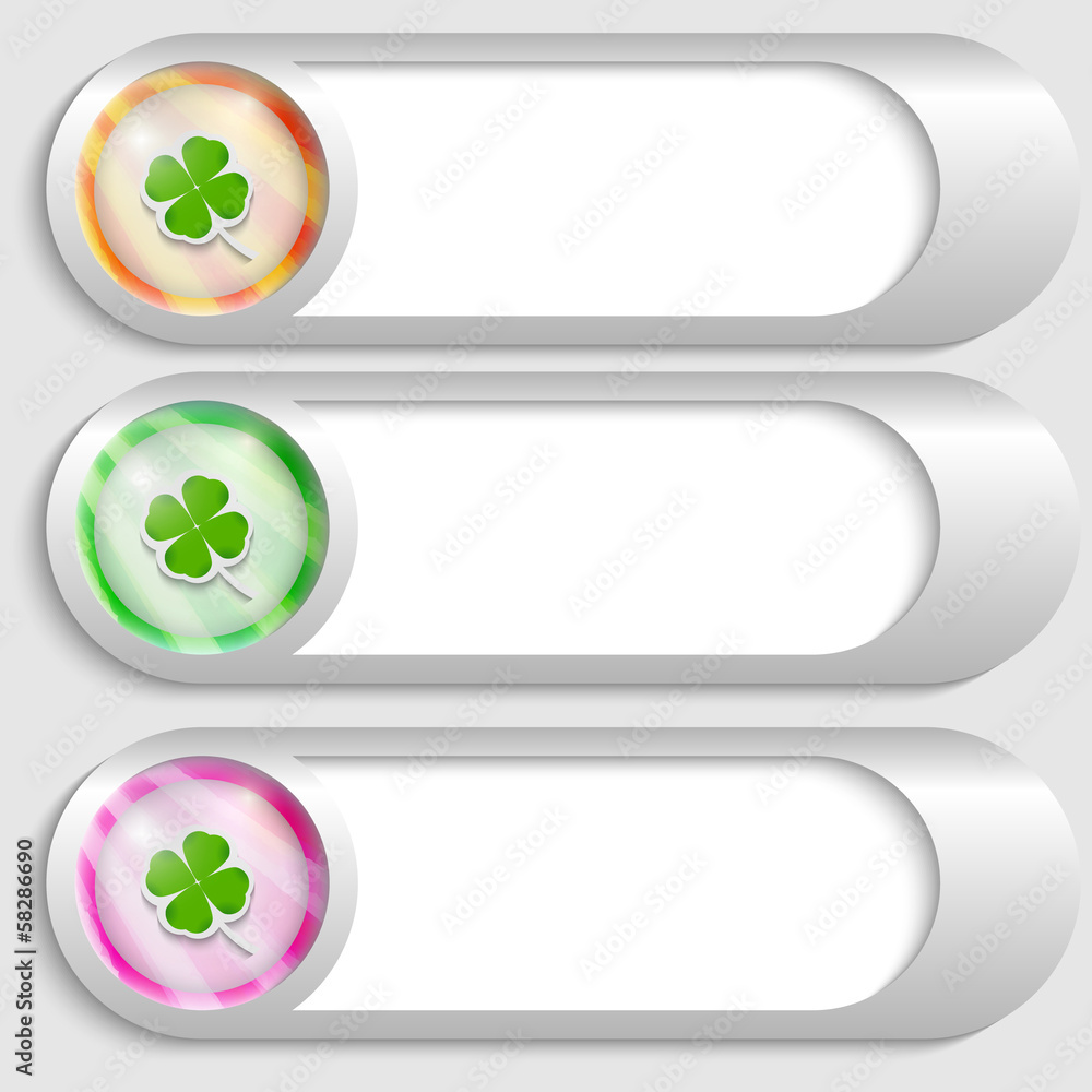 set of three silver buttons with cloverleaf set of three silver buttons with cloverleaf