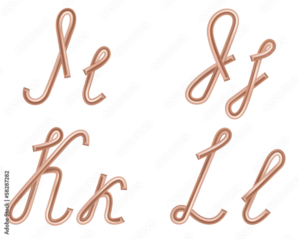 I, J, K, L Vector Letters Made of Metal Copper Wire Stock Vector | Adobe  Stock