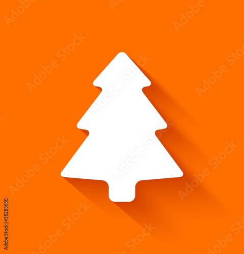 Abstract christmas tree on orange background