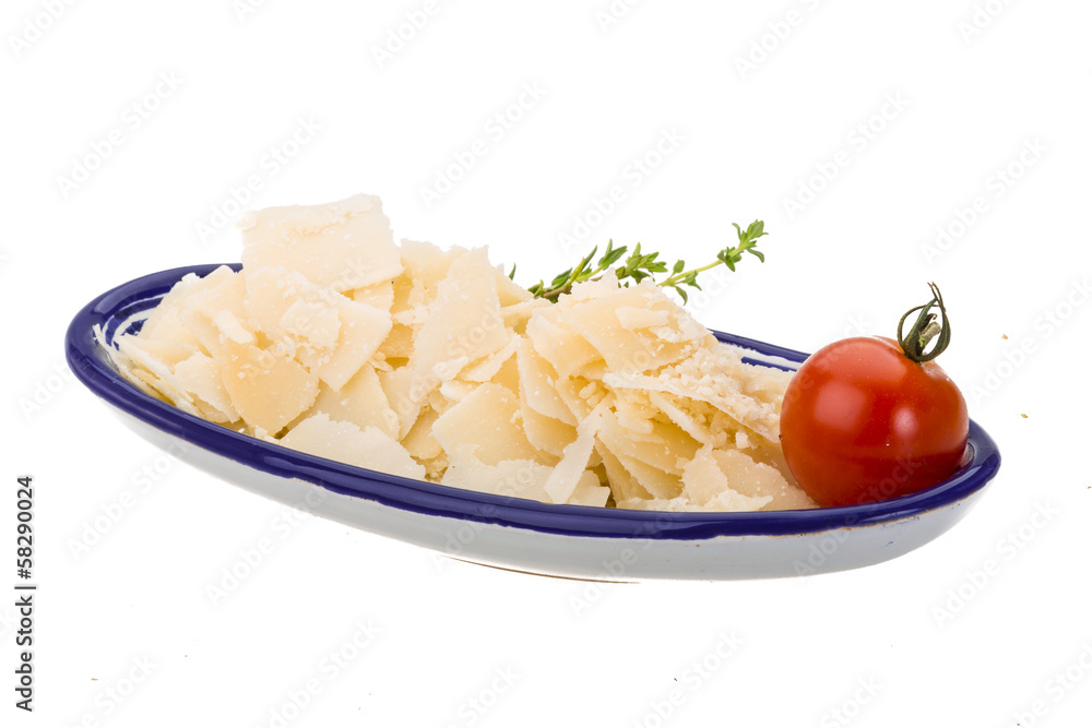 Parmesan cheese isolated white